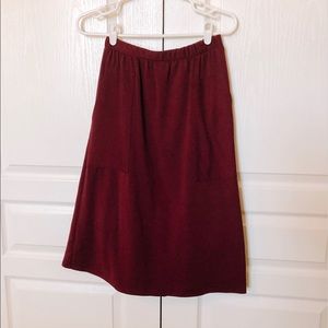 Les Amis | Burgundy A-Line, Midi Skirt w/ pockets